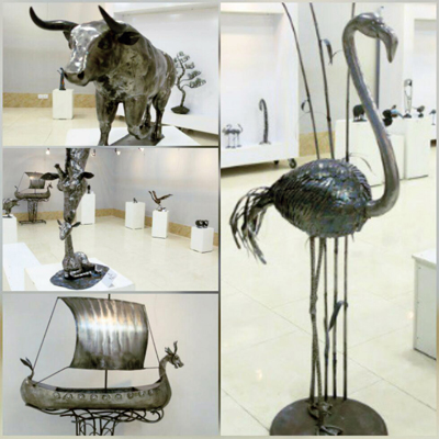 مجسمه های فلزی« اسماعیل نجفی» در نگارخانه حوزه هنری آذربایجان غربی