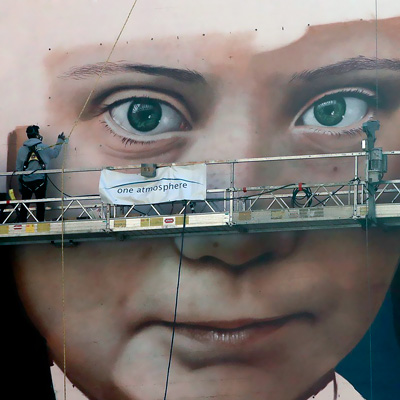 نقاشی خیابانی هنرمند آرژانتینی از نوجوان فعال محیط زیست