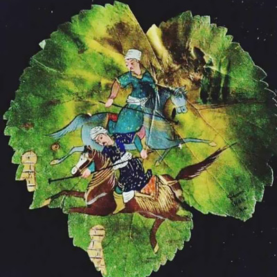 نگارگری ایرانی روی برگ درختان
