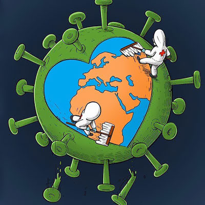 ویروسی که با همه تلخی‌هایش از شوخی‌ کاریکاتوریست‌ها در امان نیست