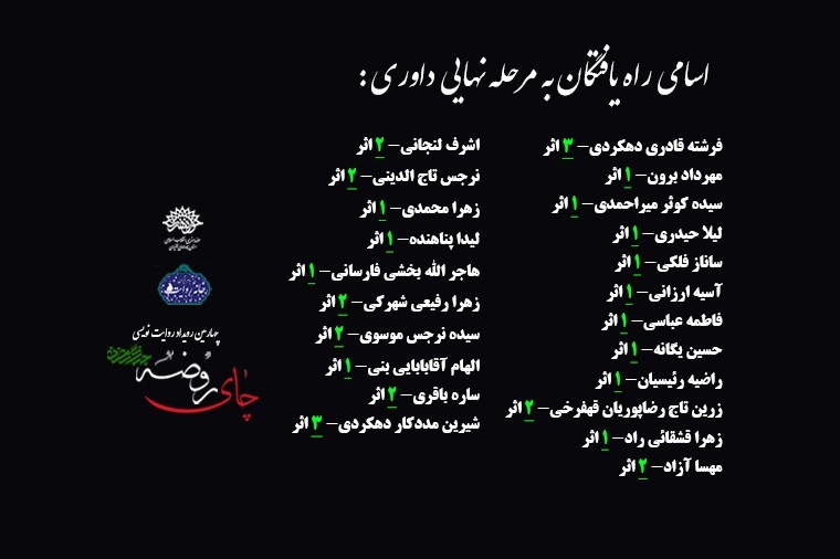 اعلام اسامی راه‌یافتگان به مرحله‌ی نهایی چهارمین رویداد روایت‌نویسی «چای روضه»